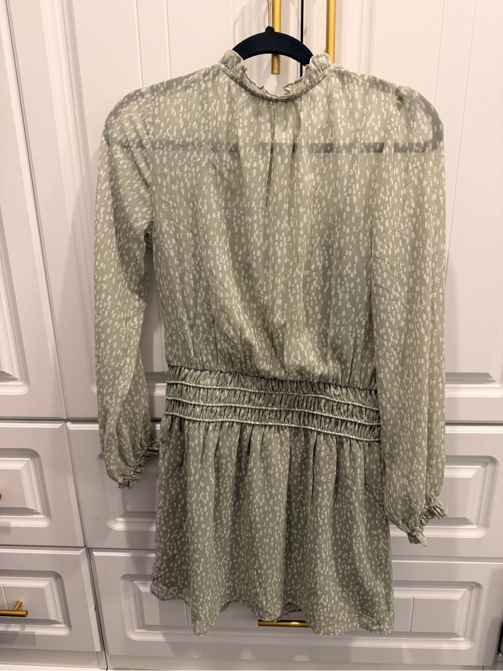 Socialite Sage Green Long Sleeve Smocked Mini Dress